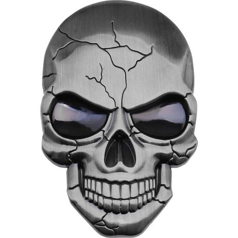 Adesivo 3D in metallo per auto con teschio del Punisher, impermeabile, con logo e stemma, ideale per auto, camion, moto, frigorifero, computer e porte, colore argento.