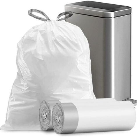 Sacs poubelle de 8 gallons avec cordon de serrage, sac à ordures de cuisine de taille moyenne solide, doublures de poubelle blanches, 22 x 23, (34 unités) (1/5)