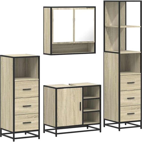 Maison Exclusive - 4-tlg. Badmöbel-Set Sonoma-Eiche Holzwerkstoff