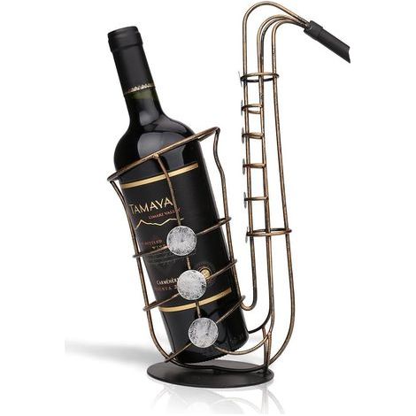Weinregal aus Metall in Saxophonform, Eisenhalter, Flaschenregal-Skulptur (1/5)