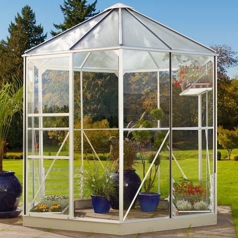 Vitavia Gewächshaus-Pavillon "Hera 4500" inkl. Stahlfundament weiß 4,5 m² 3 mm ESG, 6 mm HKP (1/3)