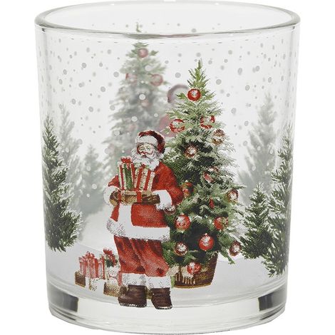 Bicchieri in vetro decoro natalizio rosso decorazione tavola di natale addobbi di casa cl25 set da 6 idea regalo