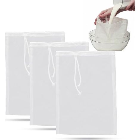 10 Stück Lebensmittelsieb Käsetuch Siebtuch Feinsieb Wiederverwendbar 30 x 45 cm 200 Mesh Weiß Nylon Filterbeutel Durchlaufsieb Küchenbedarf (1/5)
