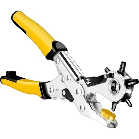 Pince À Trous Rotative De Type Emporte-Pièce Outils De Perforation Multiples Tailles De Perforation Poinçon cuir pour ceintures, bracelets de montre, colliers (1/5)
