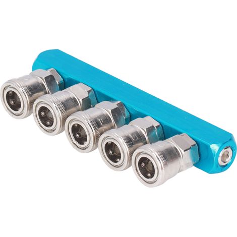 Bloc de distribution d'air G1/4, répartiteur de tuyau d'air droit, collecteur pneumatique avec connecteur SML-5 (1/5)