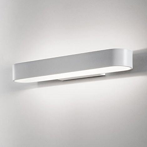 Lampada da parete Cip in alluminio pressofuso bianco opaco, design minimalista e moderno con tecnologia LED integrata da 12.5W, 3000K, 26x5x11 cm