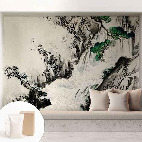 Papier peint intissé décoratif avec motifs pour salon et chambre a motif - Colle incluse gratuite Cascade naturelle 208x146 cm (1/5)