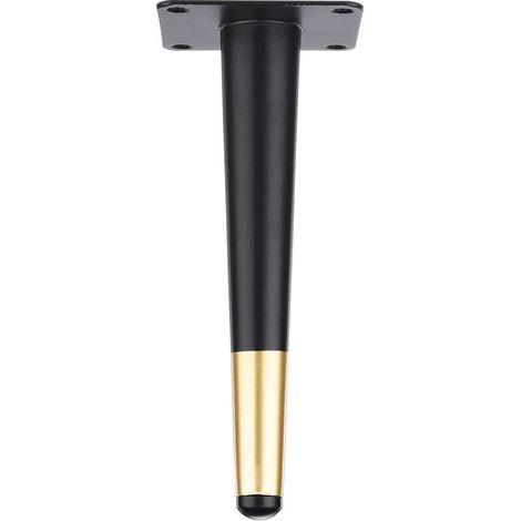 1 pc (20 cm droit conique noir avec or) pieds de canapé meubles pieds en métal armoire de salle de bain meuble TV pieds de support de matériel de Table (1/3)