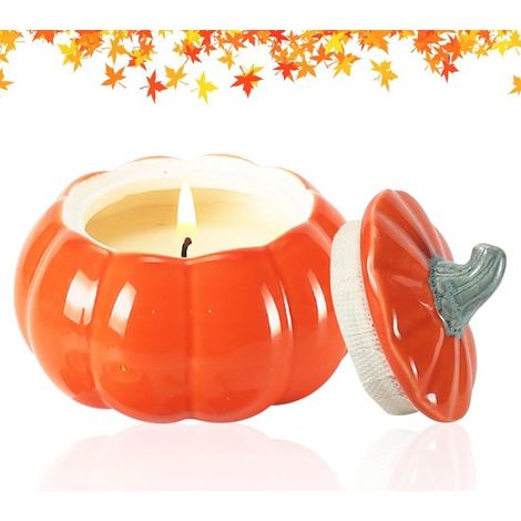 Bougie parfumée Halloween - Tasse citrouille - Ornement décoratif - Décoration d'Halloween et de fête des récoltes - Cadeau de fête - Orange (1/5)