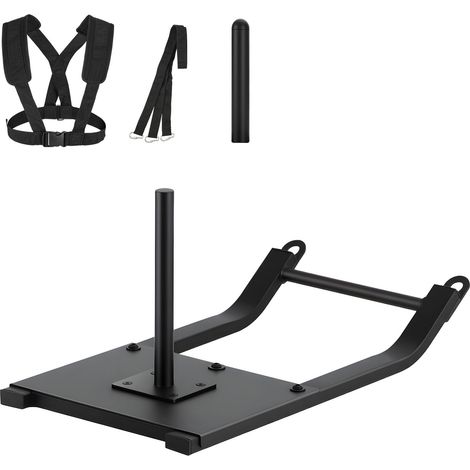 Mophorn Trineo de Pesas de Acero Q235, Equipo de Entrenamiento de Fuerza para Incrementar la Velocidad en Ejercicios Deportivos, Incluye Arnés y Compatible con Discos de 25/51 mm, Color Negro (1/5)