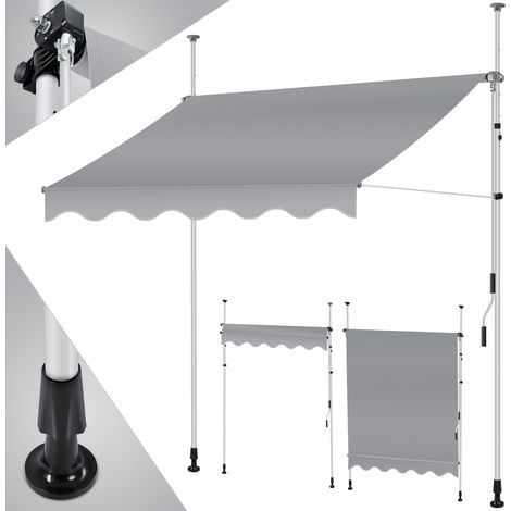 KESSER® Klemmmarkise mit Handkurbel Balkon Balkonmarkise ohne Bohren UV-beständig höhenverstellbar wasserabweisend Sonnenschutz Terrassenüberdach Grau / 350cm (1/5)