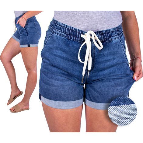 Pantalones cortos de mujer. Pantalones cortos deportivos elásticos y cómodos de color blanco, talla 44 XXL.