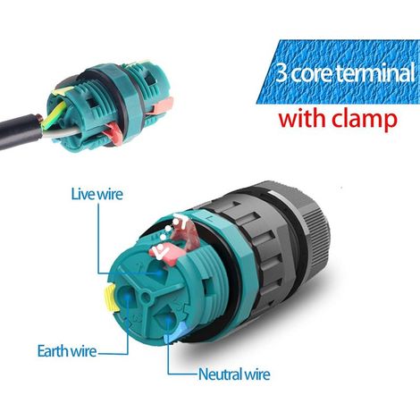 Lot de 2 connecteurs de câbles étanches IP68 Ø4mm-Ø12mm TÜV Manchon de raccordement électrique extérieur 3 broches pour jardin Fond à 2 voies (1/4)