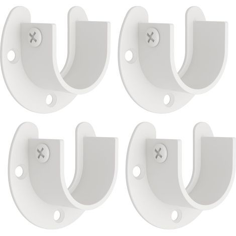 4 Pcs - Support Tringle - Fixation Rideau - Acier Inoxydable Réglable Pour Tige 24-29mm Dressing Salle De Bain Blanc 5,2x4,2x2,2cm