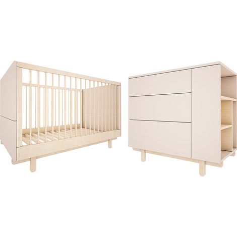 Lettino evolutivo 70x140 e cassettiera a 3 cassetti Wood Luck Romy Cachemire (1/5)