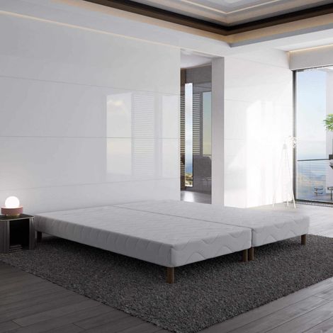 Umberto Ravelli – Ensemble de 2 sommiers tapissiers 80 x 200 cm – 8 pieds offerts – Hauteur 15 cm – 10 lattes en pin massif – Pour couchage 160 x 200 cm