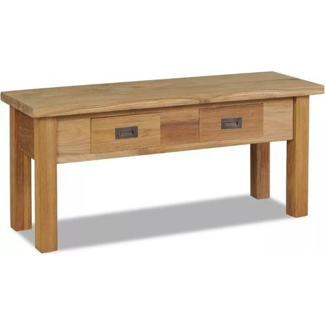 Table basse teck massif clair avec 2 tiroirs Aqua (1/3)