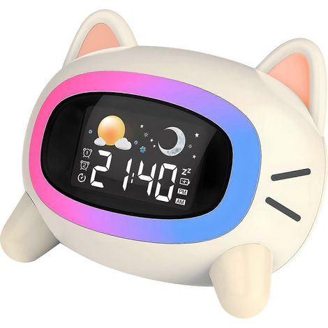 Ce réveil pour enfants à imprimé léopard, adorable, fait également office de lampe de chevet, fonctionne silencieusement, est facile à connecter et est fabriqué en polystyrène écologique. (1/5)