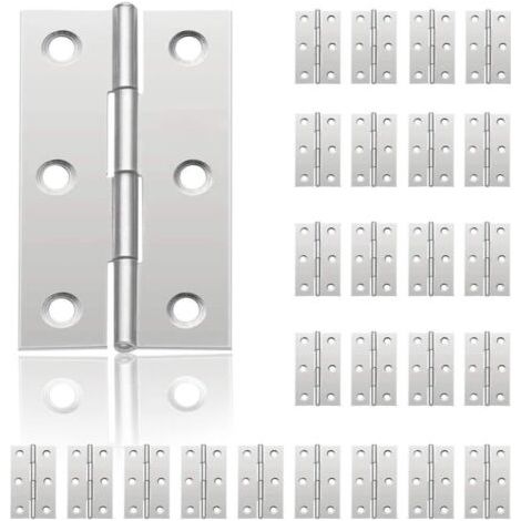 Lot de 24 charnières en inox pour portes 6 trous de montage Capacité de charge augmentée Pour boîtes à bijoux et meubles - 44mm32mm (1/4)