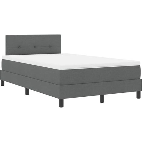 Maison Exclusive - Lit à ressorts avec bandes LED Gris foncé 120 x 190 cm tissu (1/5)