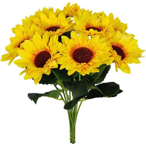 10pcs Tournesol Fleur Artificielle Latex Vrai Bouquet de Mariée Décoration De Maison