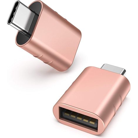 Adaptateur USB C vers USB 3.0 Femelle, Lot de 2, Connecteur Mâle Type C, Compatible MacBook Pro/Air 2021, iMac, iPad Mini 6/Pro, Thunderbolt 3/4, Couleur Or Rose (1/5)