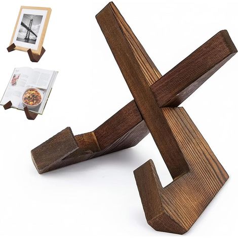 Support Assiette en Bois, Support Livre de Cuisine, Couleur Charbon (1/5)