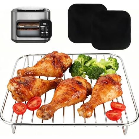 Accessoires pour friteuse à air Ninja Combi 12-en-1, grille pour friteuse avec 2 tapis de cuisson pour micro-ondes Ninja, SPF700UK, grille de rôtissage/grillade (1/5)