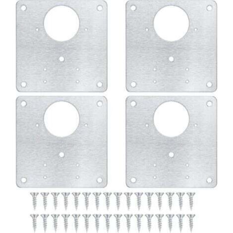 piastre di riparazione per cerniere di armadi, piastre di riparazione per ante di armadi da cucina con fori, piastre piatte in acciaio inox a scomparsa con viti per ante di ripiani in legno