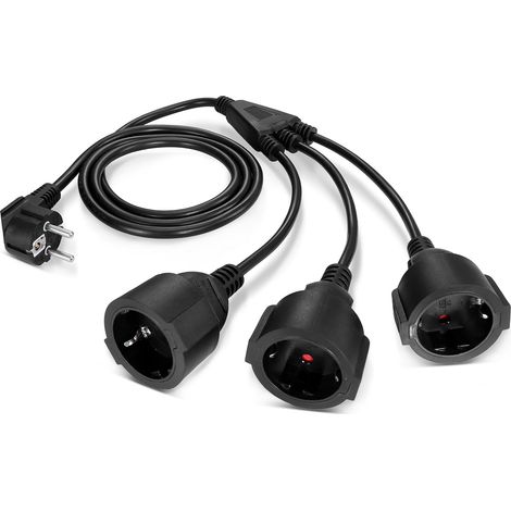 170cm Rallonge Electrique avec 3 Prises, Prolongateur Electrique avec Contacts Protégés, IP44 Multiprise Etanche, 3 en 1 Multiprise Exterieur Étanche, Triple Prise (250V/16A) (1/5)