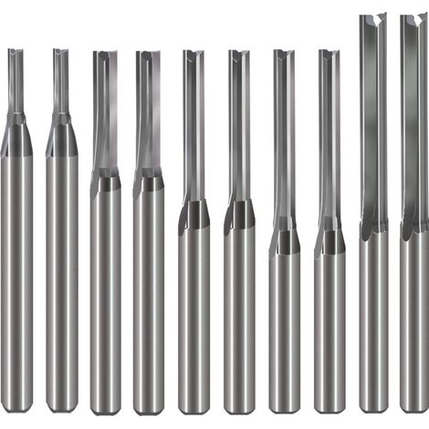Lntyq 10 Stück 1/8 Zoll gerader Schaftfräser (CED 1,0 mm, 1,5 mm, 2,0 mm, 2,5 mm, 3,175 mm), 2 Schneiden, doppelschneidig, CNC-Schneiden von Wolframstahl für Holz, MDF, Acryl