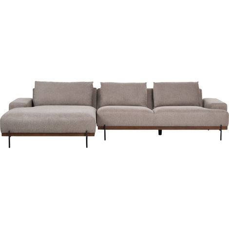 Corner Sofa 3 Seater MARIFERD Fabric Light Brown Right Hand