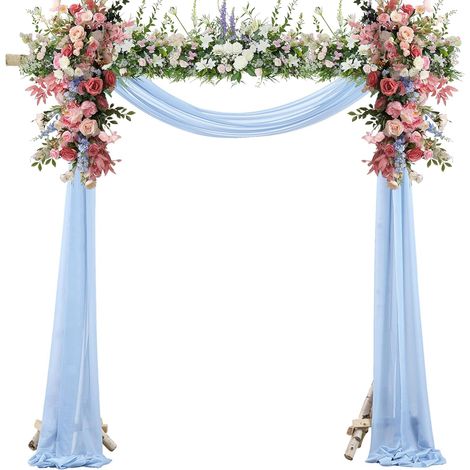 Mariage Arche Tenture Bleu 160x600cm Arche Mariage Tenture Extérieur Mariage Rideau Tulle Mariage Voilage Drapés pour Décoration de Mariage Cérémonie Fête (1/5)