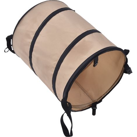 Sac de collecte de feuilles 37L (10 gallons) portable, poubelle de jardin pour déchets verts, petit modèle beige clair, idéal pour camping et usage domestique. (1/5)