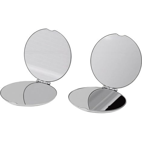 Miroir en Acier Inoxydable, Miroir Incassable Pliant Compact avec Réflexion sans Distorsion Double Face, pour Le Maquillage de Voyage, la Coiffure, Le Toilettage, la Poche (Cercle) (1/4)