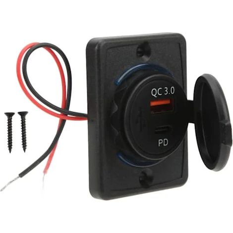 Adaptateur de chargeur de voiture PD 18 W, prise de charge rapide USB QC3.0 universelle pour équipements électriques de voiture et camping-car 12-24 V (1/2)