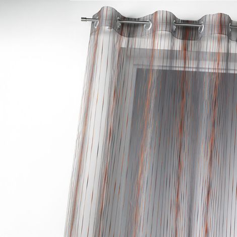 Voilage organza rayures verticales tissées Cuivre 140x260 cm