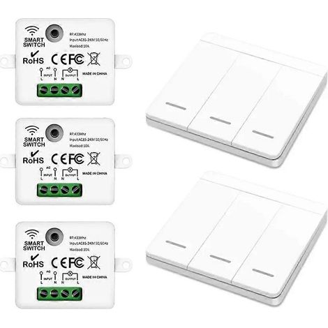 Intelligenter 433-MHz-Funkschalter, funkbetriebenes Wandbedienfeld mit Drucktaster, Fernbedienung, Wandschalter (1/5)