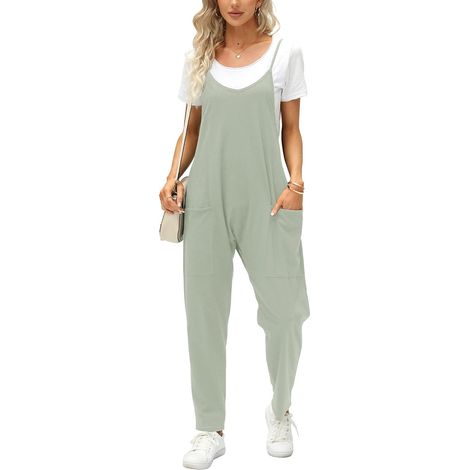 Overalls for women overalls summer work pants loose fitting sleeveless overalls with large pockets. (1/5)