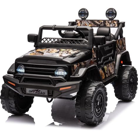 Voiture Électrique pour Enfant 12V, Véhicule Électrique pour Enfants avec Suspension à Ressort Télécommande, Lumières LED, Bluetooth, 3 Vitesses (Noir) (1/5)