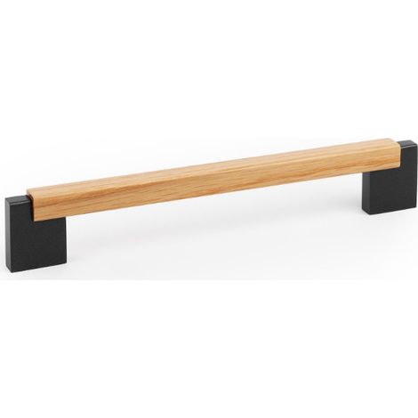 Poignée de meuble bi matière oakland - Décor : Chêne - Entraxe : 160 mm - Longueur : 194 mm - FOSUN (1/3)