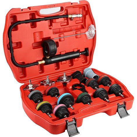 Universal Car Leak Detection Kit, 18 Pieces, Cooling System Detection Tool for Internal and External Leaks, Precise Portable Storage Case (1/5)