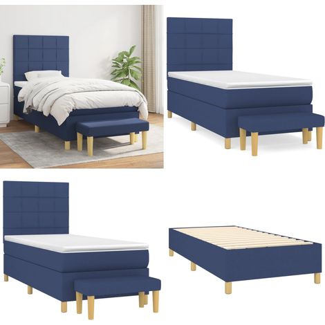 Boxspringbett mit Matratze Blau 90x190 cm Stoff - Boxspringbett - Doppelbett - Schlafraum - Blau - Bettsofa - Home & Living (1/5)