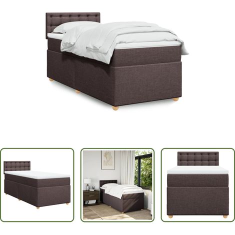 vidaXL Surmatelas -  Sommier à lattes de lit avec matelas Marron foncé 90x190 cm (1/5)