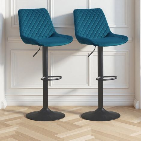 Bar Stools Gas Lift Stools Velvet Breakfast Kitchen Club Cafe Swivel Chairs,2Pcs Teal