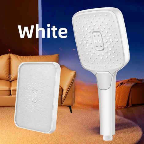 Ensemble de douche de tête haute pression à trois vitesses et douchette (blanc)
