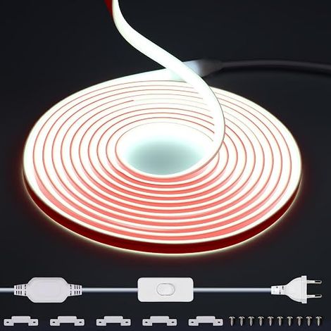 220 V Waterproof COB LED Strip 5 m, 288 LEDs/M, Cool White 6000 K, IP65 (1/5)