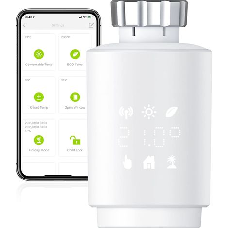 MOES Smart Connected Thermostatic Head, ZigBee Smart Programmable Thermostat, Compatible with Smart Life Alexa Google, Thermostatic Radiator Valve [Tuya Zigbee Hub Required] (1/5)