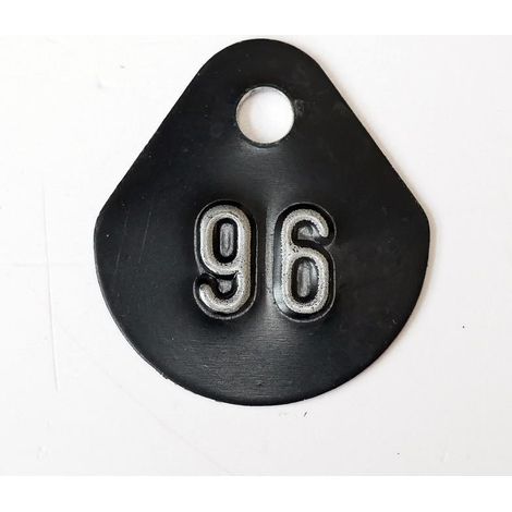 Chiffre goutte d'eau fond noir (à l'unité) estampé "96" en relief blanc hauteur d'écriture 11mm DERANCOURT