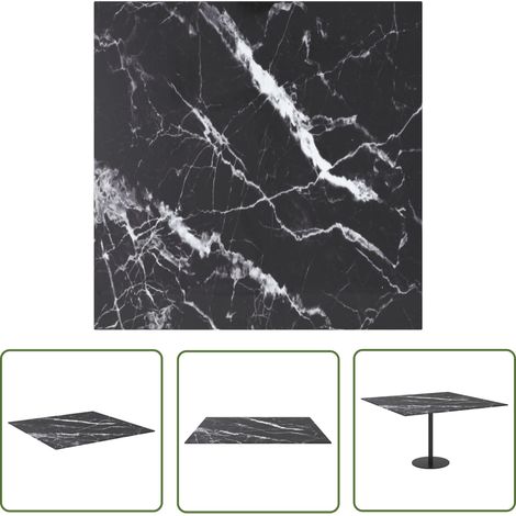 The Living Store Dessus de table noir 70x70 cm 6 mm verre trempé design marbre - Plateau De Table - Dessus De Table - Verre Trempé - Design Marbre - Table À Manger (1/5)